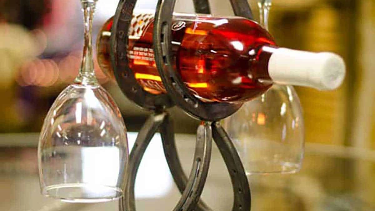 Horseshoe Wine Bottle Storage - COWGIRL Magazine Horseshoe Wine Holder main image 0