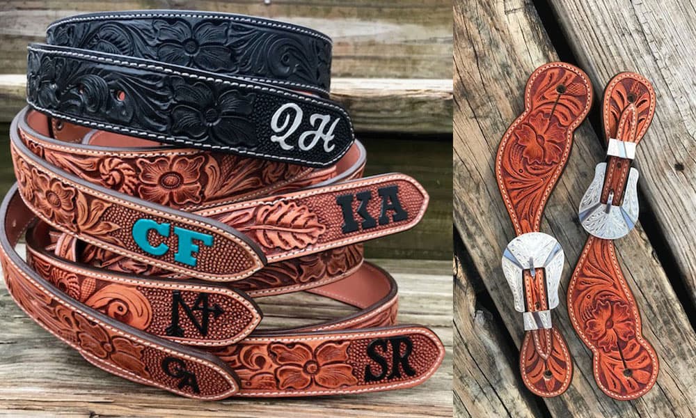 Wright 704 Tooled leather cowgirl belt Wright | Accessories | Wright 74 Tooled Leather Cowgirl Belt  main image 3
