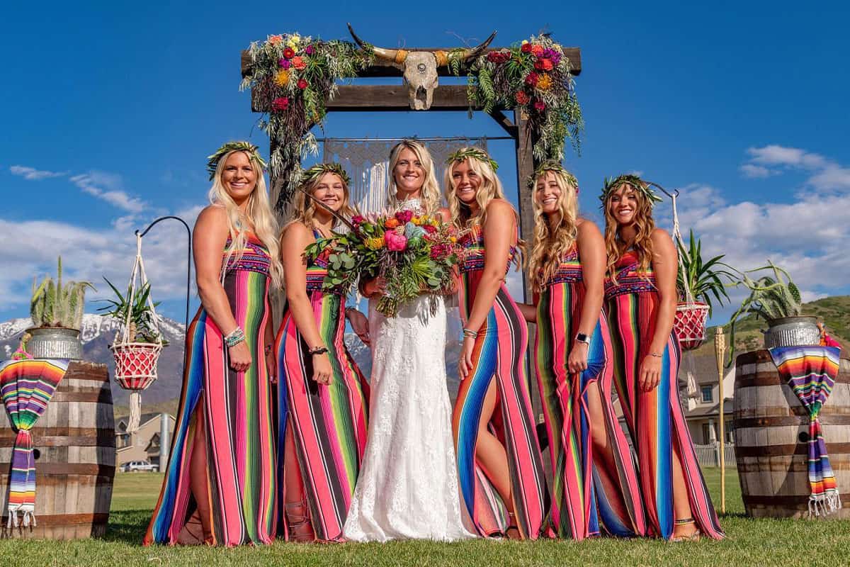 serape bridesmaid dress Zapakasa Women Pine Bridesmaid Dress A Line Spaghetti Straps Chiffon Long  Wedding Party Dress with Lace Up Back main image 1