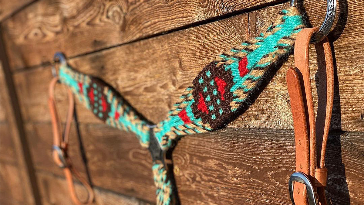 Col De Poitrail Western Showman Products Turquoise Multi Cordes Taille Cheval