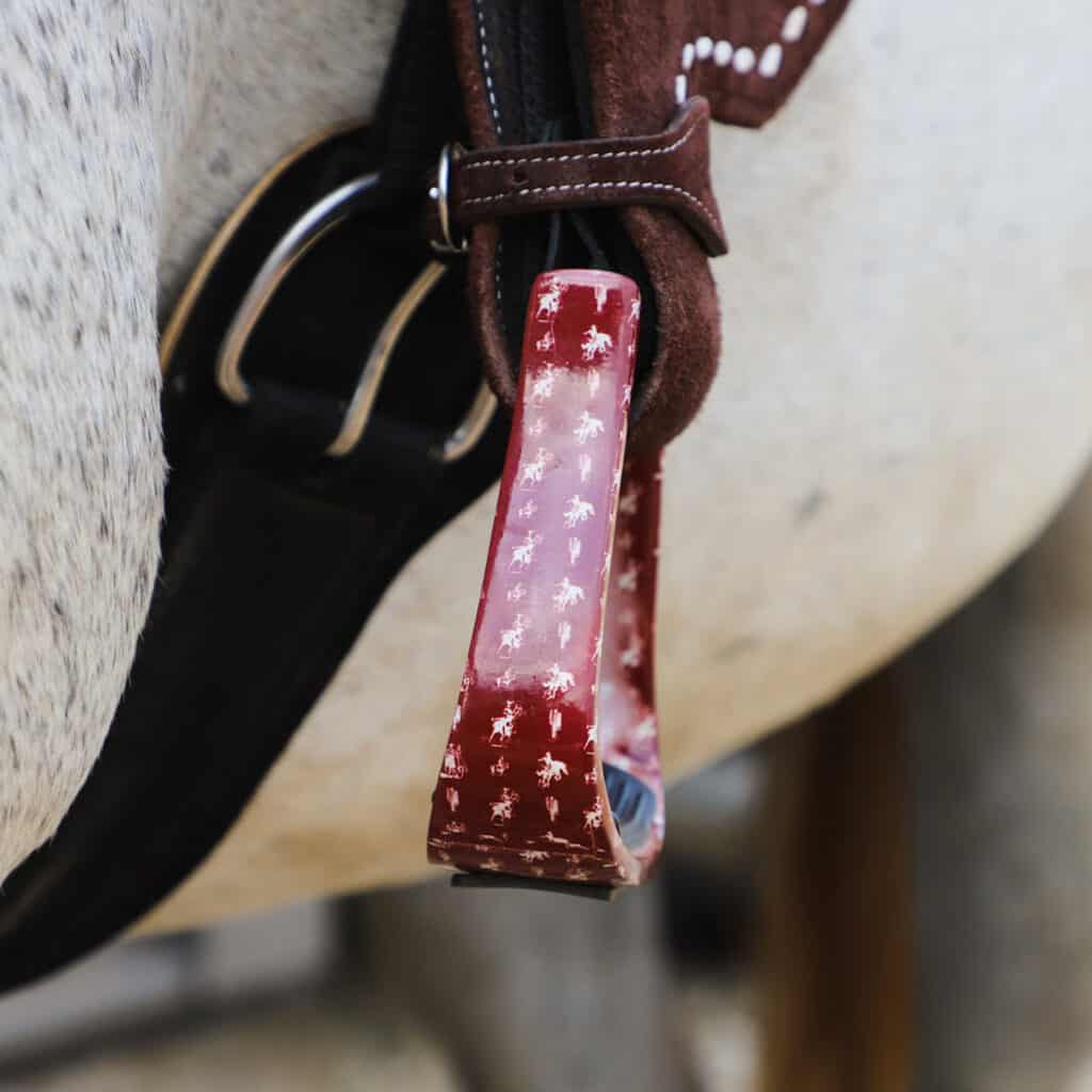 Black Engraved Western Show Stirrups With Silver Accents - Barrel Racing Bling