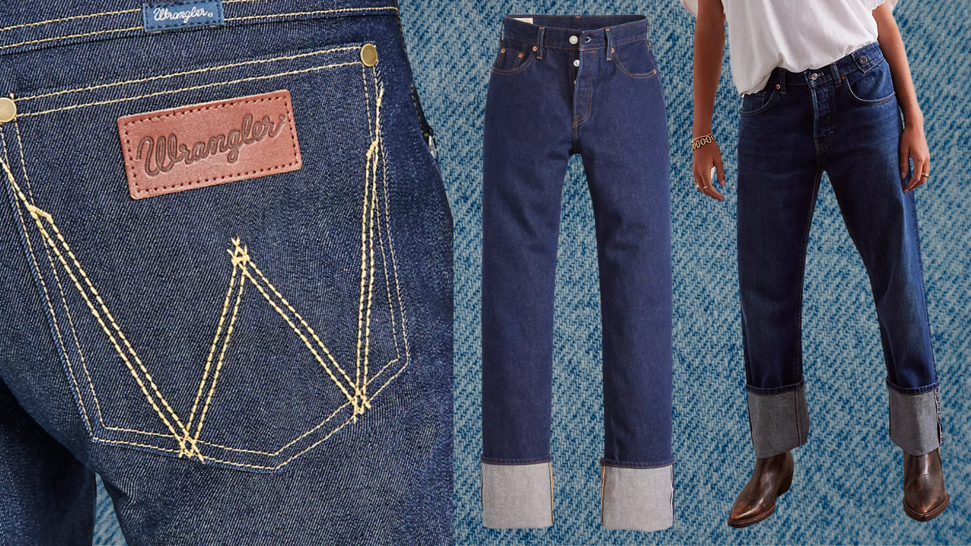 Jean Denim Selvedge Vintage Années 40-50 - Taille 26x34, Marque Cowhide, Style Cowboy