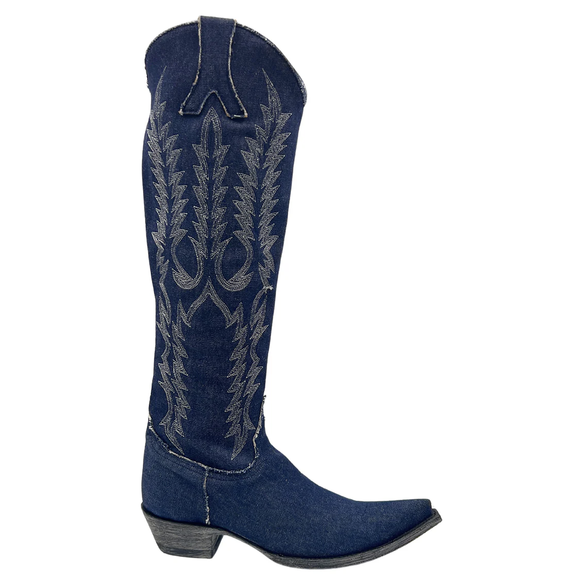 Roimaash Fringe Denim Cowboy Boots - Fashion Western Boots With 5cm Heel